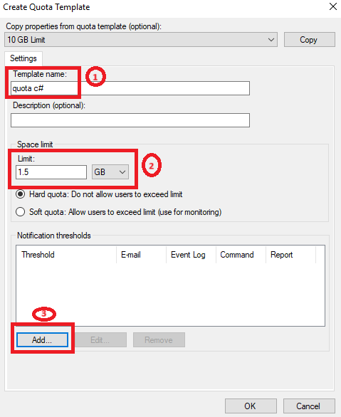 create quota template